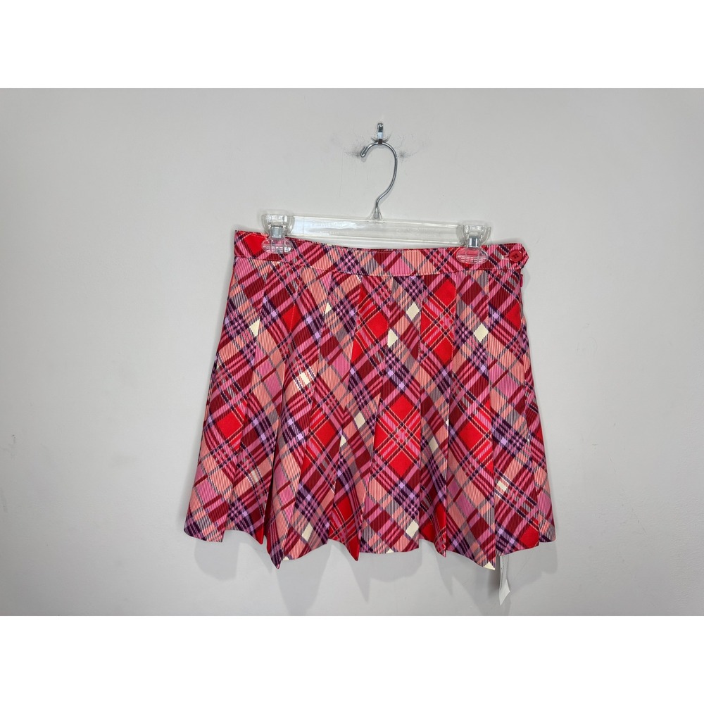American Apparel NWT Y2K Pink Plaid Preppy Academia Tennis Pleated Mini Skirt L